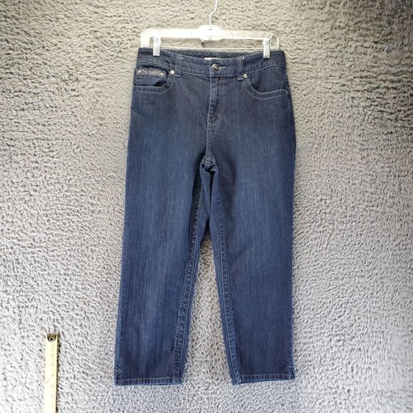 Chicos Jeans Womens .5 US 6 Blue Sandra Crop Denim Slim Fit Stretch - Picture 1 of 13